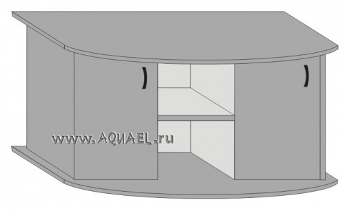 Подставка AquaPlus фигурная 123 (125*51*72 см) с двумя дверками ДСП, итальянский орех, в коробке, подходит для модели аквариума LUX Ф380