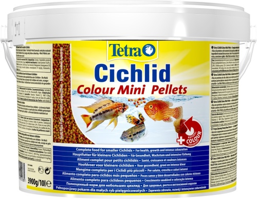 Детальная картинка Корм Tetra Cichlid Colour Pellets Mini 10 л, мини-шарики для небольших цихлид, усиливает яркость окраски фото 2