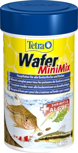 Детальная картинка Корм Tetra Wafer Mini Mix 100 мл, смесь пластинок для мелких донных рыб и  ракообразных, с креветкой и спирулиной