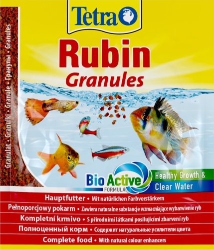 Детальная картинка Корм Tetra Rubin Granules 15г. (сашет), гранулы для всех видов рыб, для усиления окраса рыб 