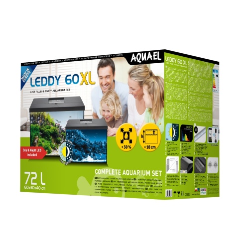 Детальная картинка Аквариум  AQUAEL LEDDY 60 XL DAY&NIGHT 2.0 черный (61х31х44.5 см) 72 л, с оборудованием фото 2