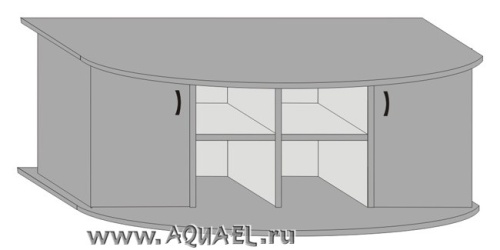 Детальная картинка Подставка AquaPlus фигурная 153 (155*51*71 см) с двумя дверками ДСП по краям, выбеленный дуб, собранная, подходит для модели аквариума LUX Ф380