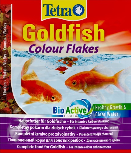 Детальная картинка Корм Tetra Goldfish Colour Flakes 12 г (сашет), хлопья для золотых рыбок, для усиления окраса фото 2