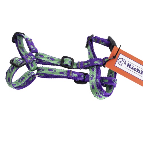 Детальная картинка Шлейка RichPet Лапки 15мм ( шея 27-42см, грудь 30-47см), фиолетовый фото 2