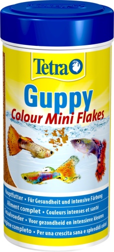 Детальная картинка Корм Tetra Guppy Colour Mini Flakes 250 мл, мини-хлопья  для гуппи, для усиления окраса