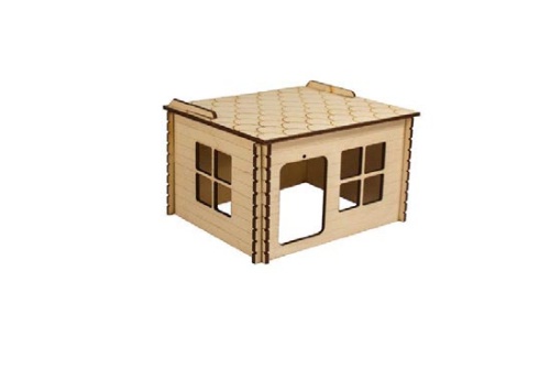 Детальная картинка Домик для грызунов прямоугольный L (180х140х100мм), деревянный