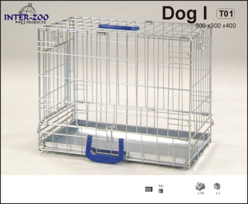 Детальная картинка Клетка InterZoo T-01 Dog 1 ZINC (500х300х400 мм), для собак, с одной дверцей, прут цинк