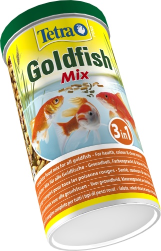 Детальная картинка Корм для золотых рыб Tetra Pond Goldfish Mix 1 л, кормовая смесь: хлопья, палочки, гаммарус фото 2