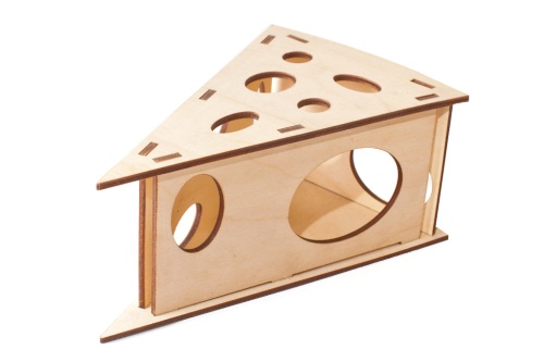 Детальная картинка Домик для грызунов "Сыр" L (200х130х80мм), деревянный