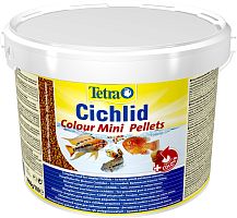 Картинка анонса Корм Tetra Cichlid Colour Pellets Mini 10 л, мини-шарики для небольших цихлид, усиливает яркость окраски