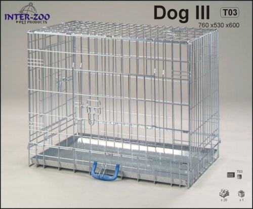 Детальная картинка Клетка InterZoo T-03 Dog 3 ZINC (760х530х600 мм), для собак, прут цинк