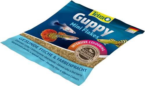 Детальная картинка Корм Tetra Guppy Mini Flakes 12 г (сашет), хлопья для гуппи и других живородящих рыб фото 2