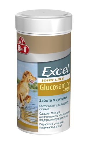 Детальная картинка Глюкозамин для собак 8in1 Excel Glucosamine + MSM 55 таблеток, кормовая добавка для здоровья и подвижности суставов собак