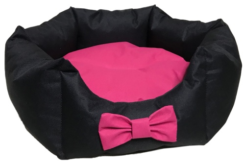 Детальная картинка Лежанка LOLA  S (45 см), шестигранная, черная с розовой  подушкой