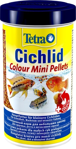 Детальная картинка Корм Tetra Cichlid Colour Pellets Mini 500 мл, мини-шарики для небольших цихлид, усиливает яркость окраски