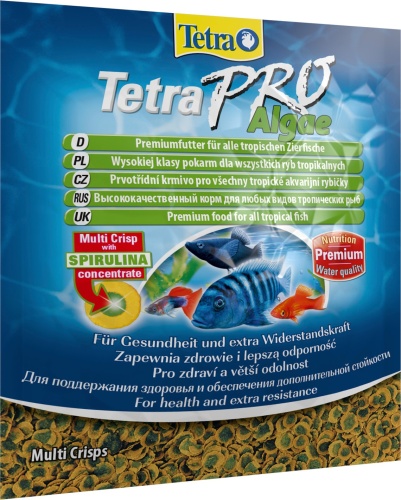 Детальная картинка Корм Tetra TetraPRO Algae Multi-Crisps 12 г (сашет), чипсы премиум для всех видов тропических рыб, со спирулиной