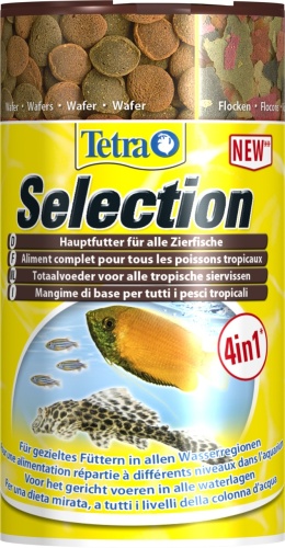 Детальная картинка Корм  Tetra Selection 100 мл, 4 вида основного корма для всех видов рыб (хлопья, чипсы, гранулы, вафер микс) фото 3