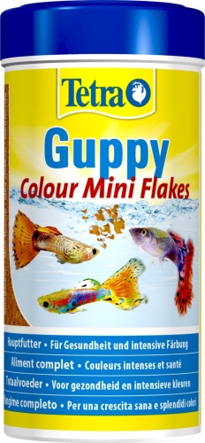 Детальная картинка Корм Tetra Guppy Colour Mini Flakes 250 мл, мини-хлопья  для гуппи, для усиления окраса фото 3