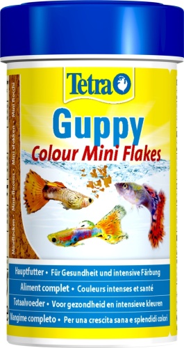 Детальная картинка Корм Tetra  Guppy Colour Mini Flakes 100 мл, мини-хлопья  для гуппи, для усиления окраса фото 2