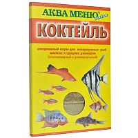 Картинка анонса Корм ежедневный АКВА МЕНЮ Коктейль 15 г, хлопья + гранулы для мелких и средних рыб