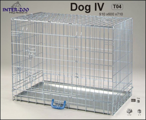 Детальная картинка Клетка InterZoo T-04 Dog 4 ZINC (910х600х710 мм), для собак, прут цинк