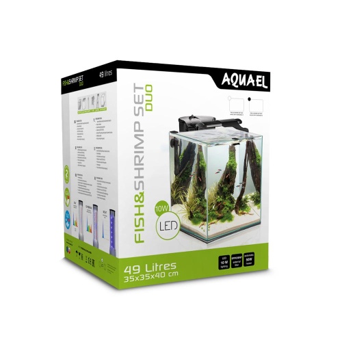 Детальная картинка Aквариум AQUAEL FISH&SHRIMP SET DUO D&N 35 белый (49 л), 35х45х45 см (со светильником и фильтром)