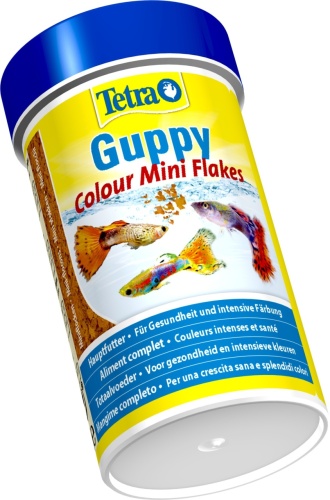 Детальная картинка Корм Tetra  Guppy Colour Mini Flakes 100 мл, мини-хлопья  для гуппи, для усиления окраса фото 3