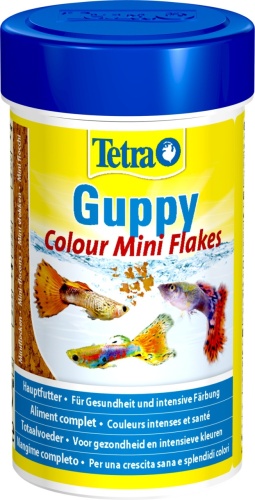 Детальная картинка Корм Tetra  Guppy Colour Mini Flakes 100 мл, мини-хлопья  для гуппи, для усиления окраса
