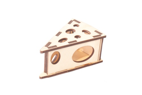 Детальная картинка Домик для грызунов "Сыр" S (100х70х50мм), деревянный