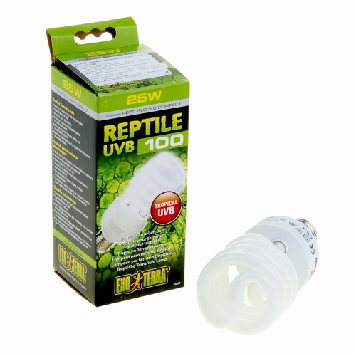 Детальная картинка Лампа EXO TERRA REPTILE UVB 100 25 Вт (REPTI-GLO Compact "5,0"), среднее излучение), для водных черепах и тропических/субтропических рептилий
