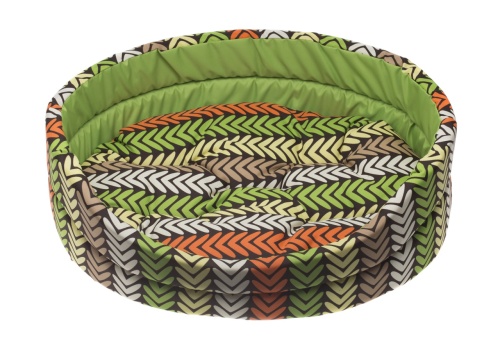 Детальная картинка Лежанка COMFY LEA  L (60х51х17 см)  зеленая, "елочкой"