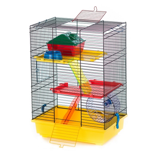 Детальная картинка Клетка InterZoo  G-017 TEDDY II COLOR + PLASTIC (360х240х540мм), для грызунов, прут цветной