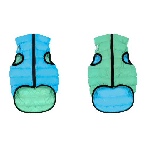 Курточка для собак AiryVest Lumi двусторонняя, светящаяся, размер  М 45, салатово-голубая (42-45; 62-64;35-38)
