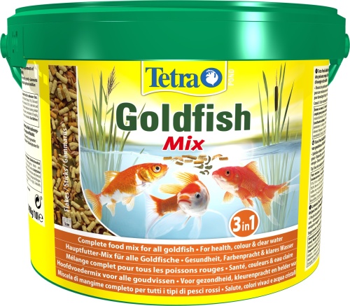 Детальная картинка Корм для золотых рыб Tetra Pond Goldfish Mix 10 л, кормовая смесь: хлопья, палочки, гаммарус фото 2
