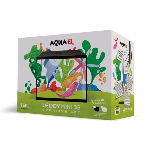 Детальная картинка Аквариум AQUAEL LEDDY MINI CREATIVE SET 35 черный 19 л (35,5х18,5х34 см), с фильтром и фоном фото 2