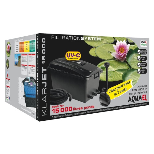 Детальная картинка Фильтрационный комплект AQUAEL KLARJET UV 15000 для пруда до 15000 л (проточный фильтр, насос PFN ECO 8000, стерилизатор UV PS 11 Вт)