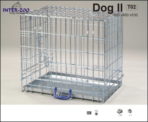 Детальная картинка Клетка InterZoo T-02 Dog 2 ZINC (600х450х530 мм), для собак, прут цинк