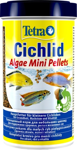Детальная картинка Корм Tetra Cichlid Algae Mini Pellets 500 мл, мини-шарики для небольших цихлид, со спирулиной фото 3