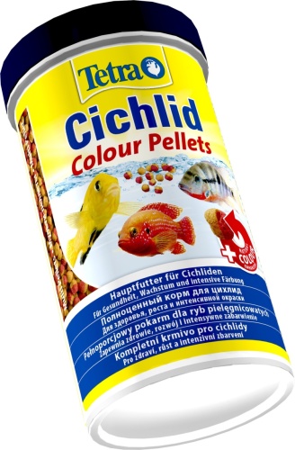 Детальная картинка Корм Tetra Cichlid Colour Pellets 500 мл, шарики для усиления  окраски красных, оранжевых и желтых цветов фото 2