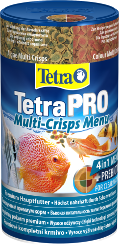 Детальная картинка Корм Tetra TetraPRO Menu Multi-Crisps 250 мл, 4 вида премиум чипсов для полноценного кормления всех видов тропических рыб
