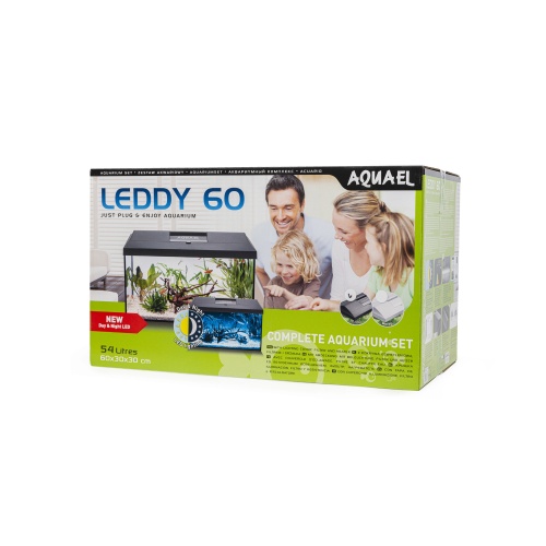 Детальная картинка Аквариум AQUAEL LEDDY SET PLUS 60 DAY&NIGHT 2.0 черный (61х31х36см) 54л, с оборудованием: ASAP 300/FAN FILTER 1 Plus, PLATINIUM  50 W, LEDDY TUBE 7Вт SUNNY D&N 2.0 - 1 шт. NEW (замена 122743) фото 3