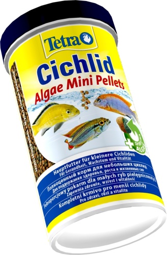 Детальная картинка Корм Tetra Cichlid Algae Mini Pellets 500 мл, мини-шарики для небольших цихлид, со спирулиной фото 2