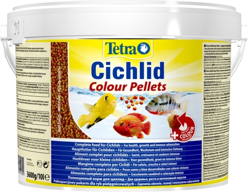 Детальная картинка Корм Tetra Cichlid Colour Pellets 10 л, шарики для цихлид, усиливает яркость окраски