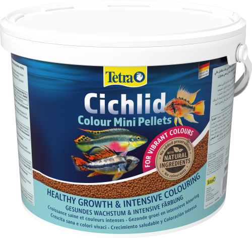 Детальная картинка Корм Tetra Cichlid Colour Pellets Mini 10 л, мини-шарики для небольших цихлид, усиливает яркость окраски фото 2