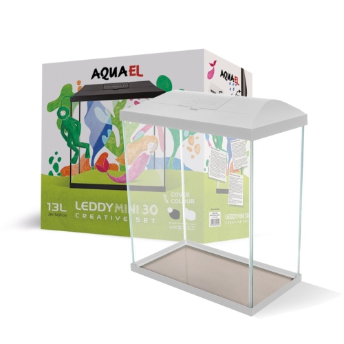 Детальная картинка Аквариум AQUAEL LEDDY MINI CREATIVE SET 30 белый 12.6 л (28,5х15,5х32 см), с фильтром и фоном фото 3