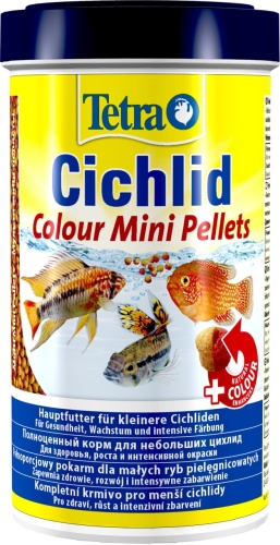 Детальная картинка Корм Tetra Cichlid Colour Pellets Mini 500 мл, мини-шарики для небольших цихлид, усиливает яркость окраски фото 3