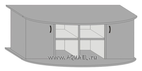 Детальная картинка Подставка AquaPlus фигурная 153 (155*51*71 см) с двумя дверками ДСП по краям, черная, собранная, подходит для модели аквариума LUX Ф380