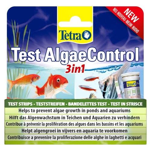 Детальная картинка Тест-полоски Tetra Test AlgaeControl 3in1 (25 шт.), для измерения параметров, ведущих к росту водорослей (PO4, NO3, KH)