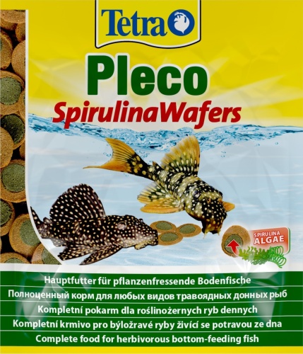 Детальная картинка Корм Tetra Pleco Spirulina Wafers 15 г, пластинки для травоядных донных рыб, со спирулиной