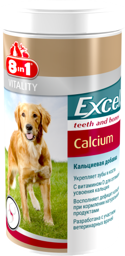 Детальная картинка Кальциевая добавка 8in1 Excel Calcium Кальций для собак и щенков, 1700 таблеток